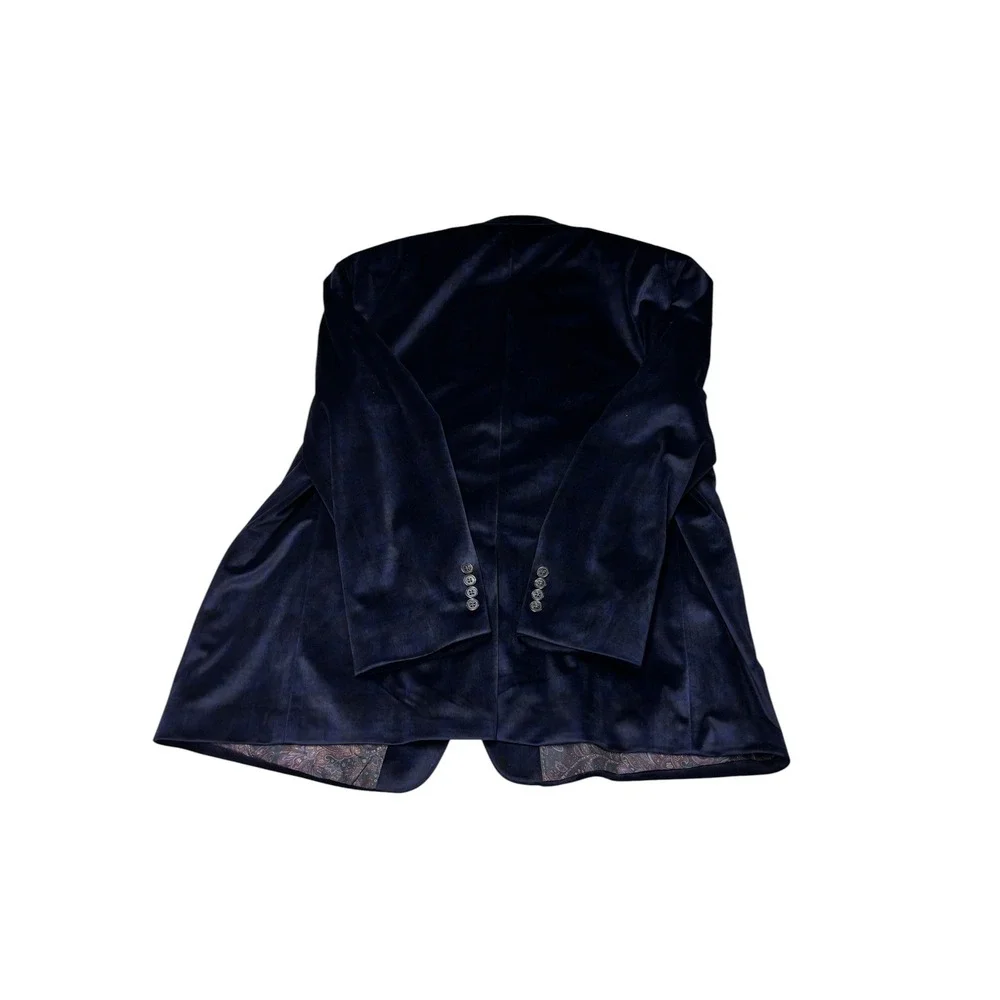 Lauren Ralph Lauren Mens 50R Navy Blue Velvet  Blazer Paisley Lining Coat